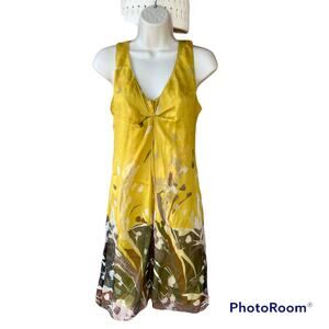 MSSP Max Studio Specialty Products Silk Slip Dress Yellow Abstract Floral sz M